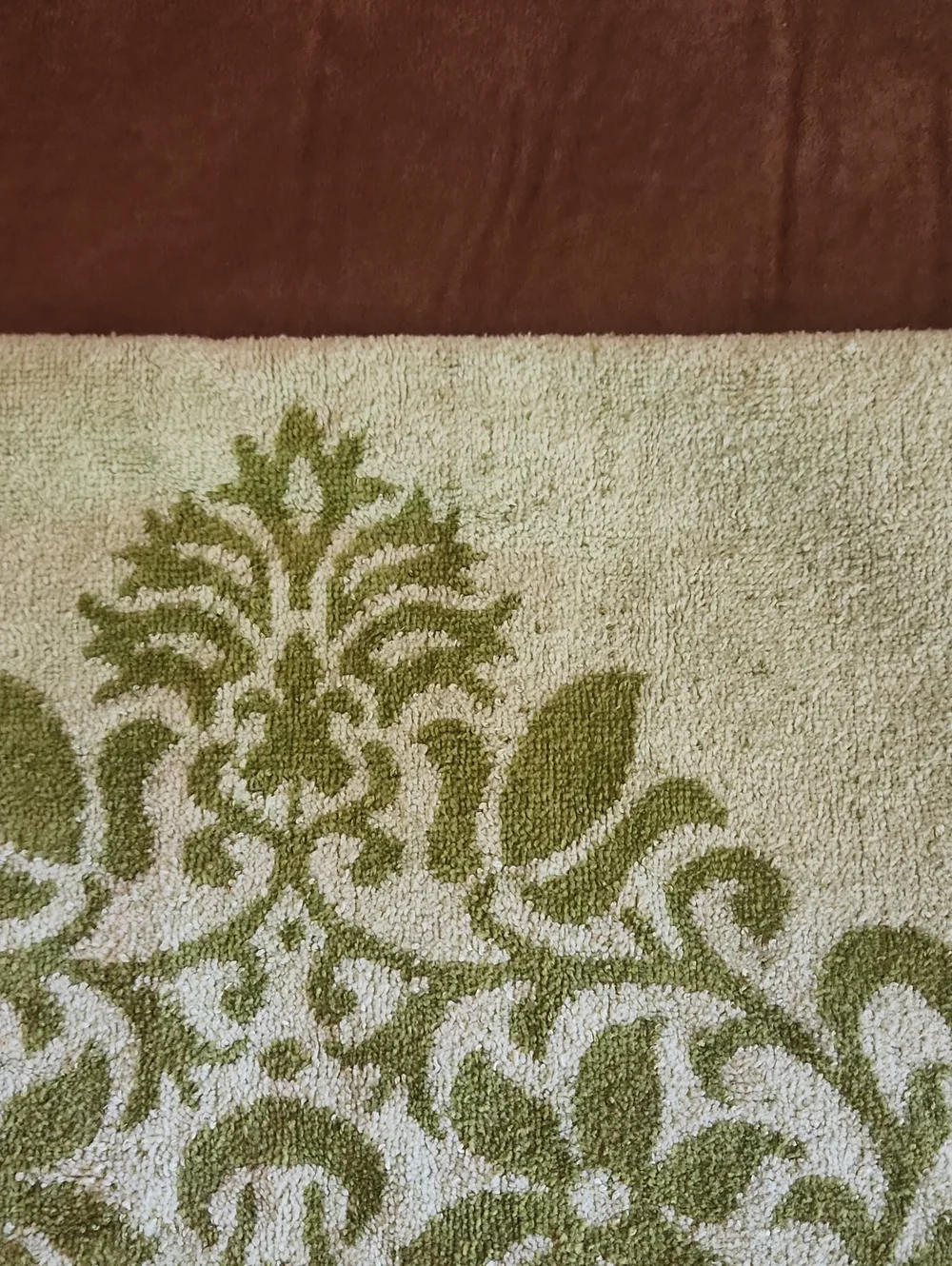 Vintage St Marys Bath Towel Green MCM Retro 2 tone Greens USA